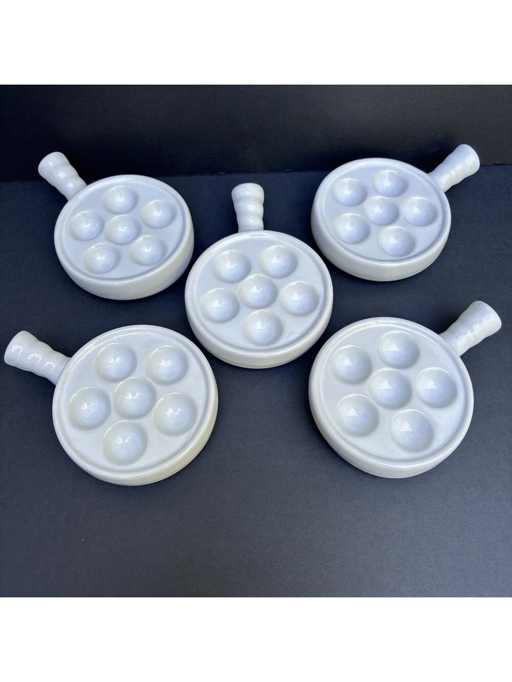 Escargot Dishes 5 Set Snail Plates With Handles, Scallops Mussels Bakeware
